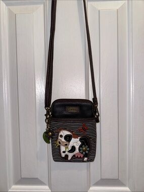 Chala Brown Black Striped Cow Applique Crossbody Bag